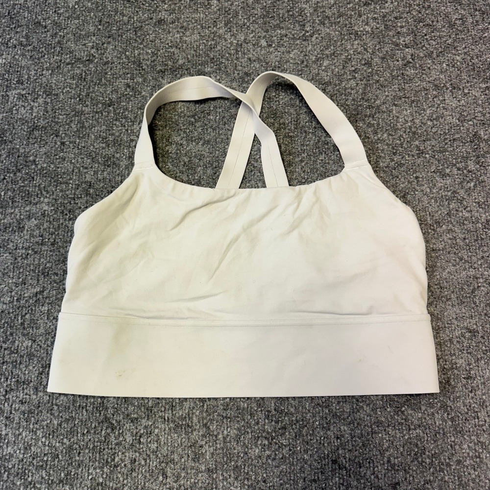 Athleta Sports Bra Womens Size M Gray Crisscross Back Stretch Athletic Yoga